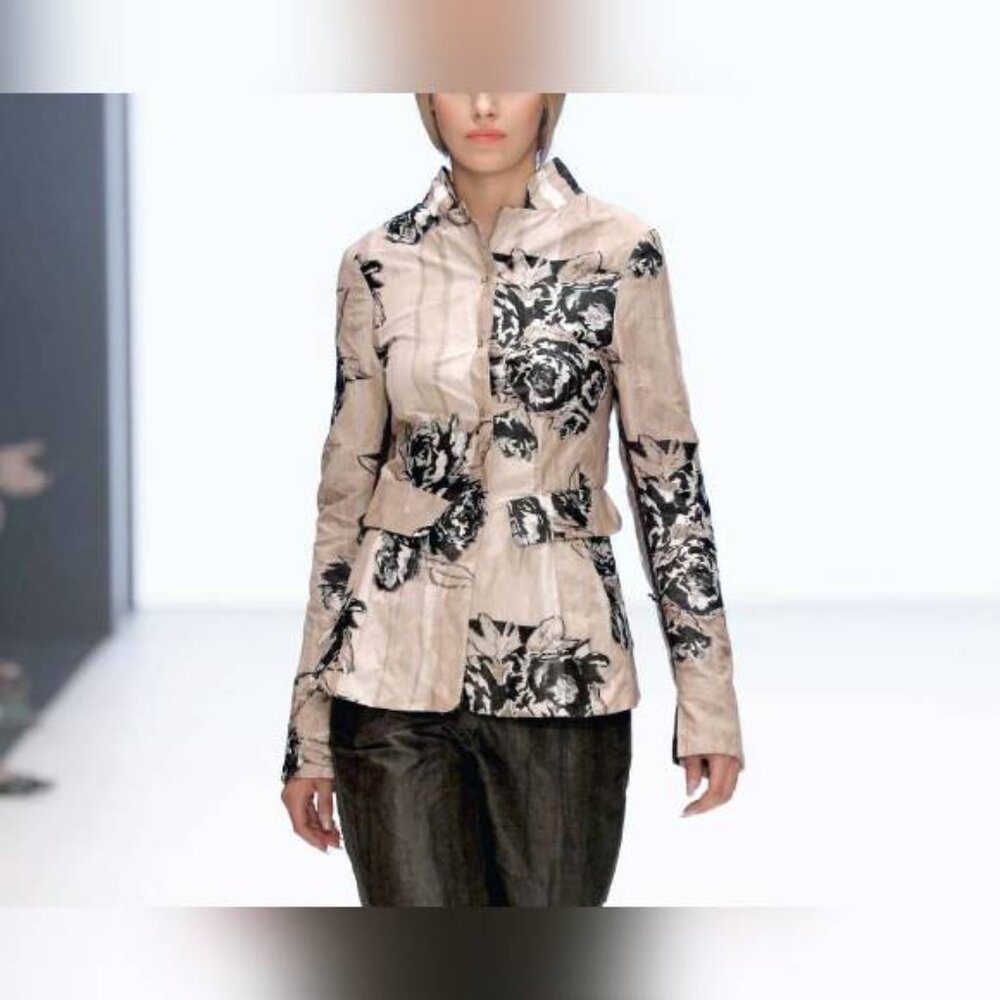 Annette Gortz SS/17 Minda Taupe Floral-Jacquard Blazer